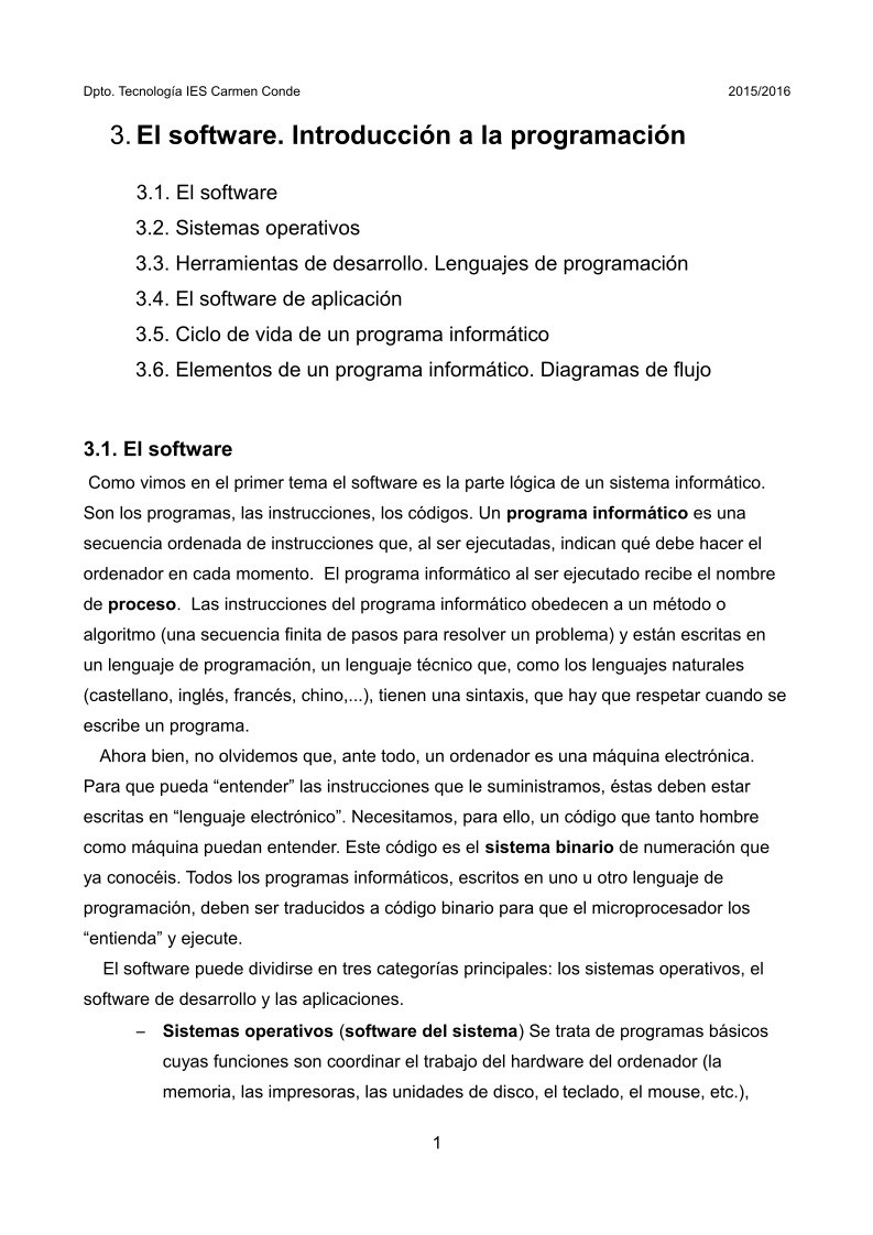 Imágen de pdf tema 3. El software. Introduccicón a la programación